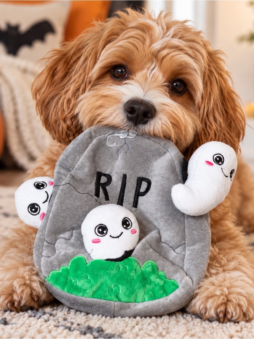 Target Peek-A-Boo Ghost Headstone Halloween Dog Toy Plush NWT